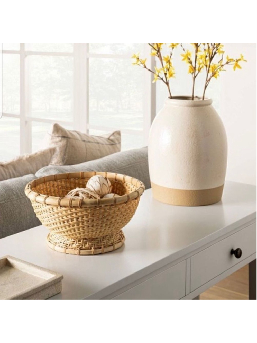 Set of 2 Round Bamboo Handwoven Bowl Basket Natural- Threshold Studio McGee